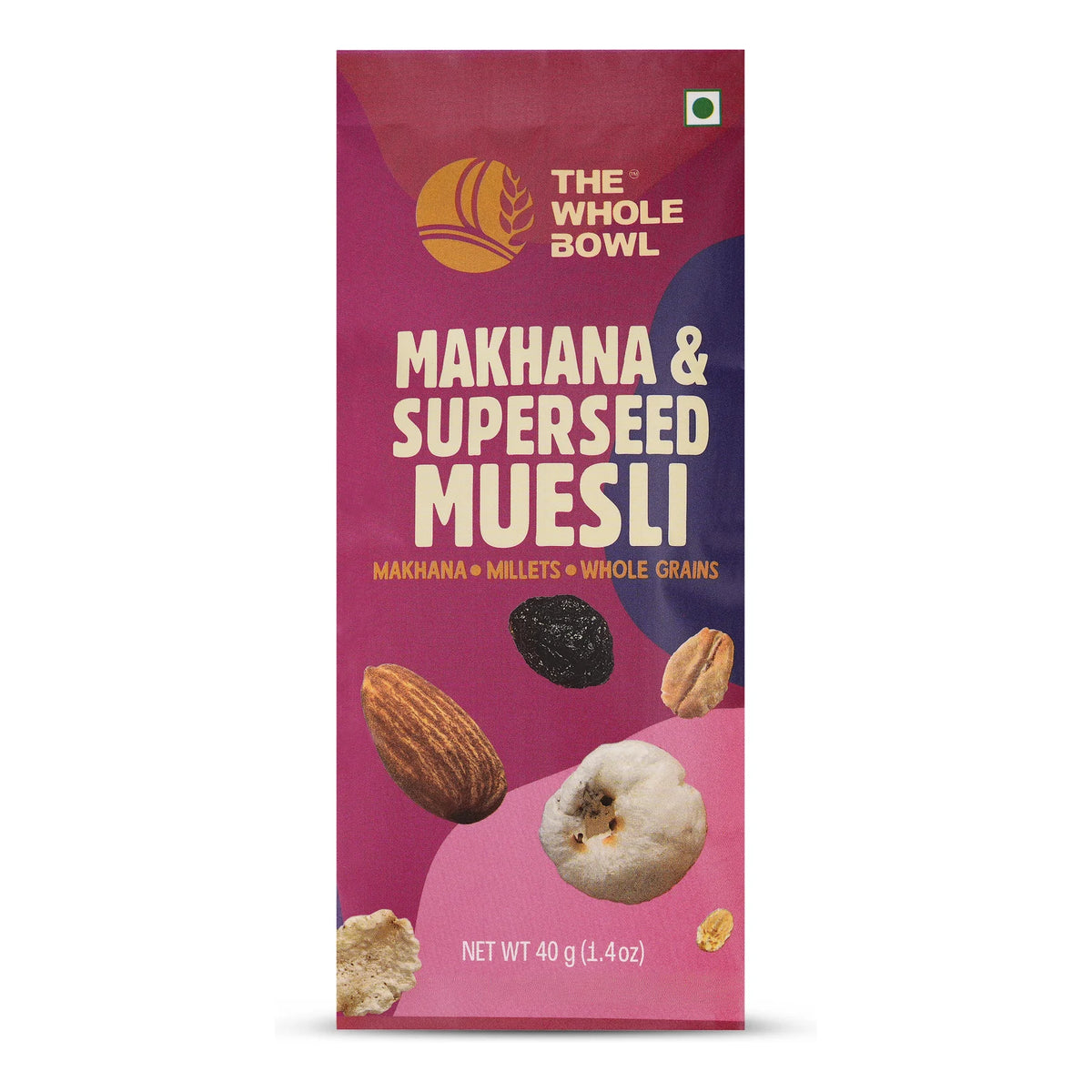 Makhana & SuperSeed Muesli single-serve sachet, front