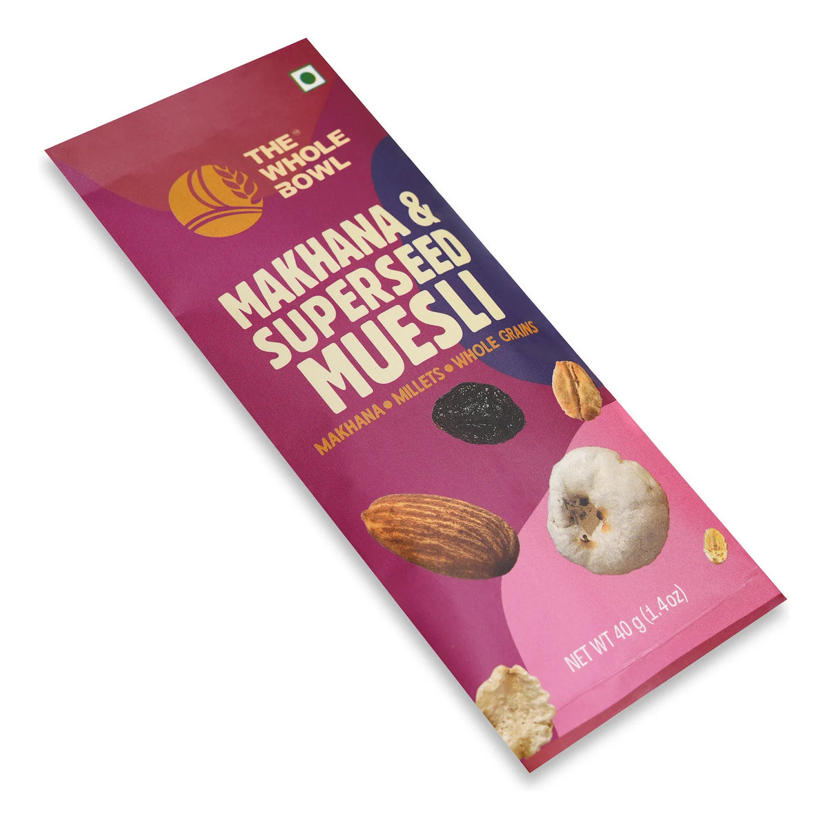 Makhana & SuperSeed Muesli single-serve sachet, second angle
